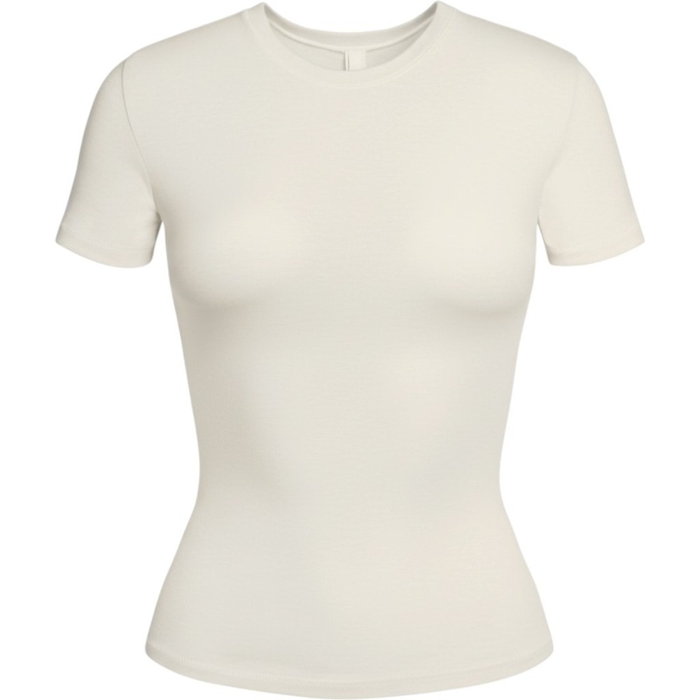 Skims Cotton Jersey T-Shirt Bone Off White Crew Neck AP-TSH-0638 XXS